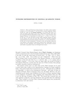 INTEGERS REPRESENTED BY IDONEAL QUADRATIC FORMS