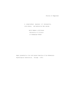 Factors of Happiness A Longitudinal Analysis of Personality, Life