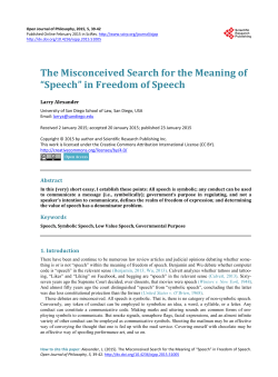 The Misconceived Search for the Meaning of &ldquo;Speech&rdquo;