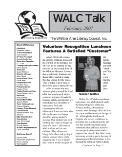 February 2007 newsletter - Whittier Area Literacy Council