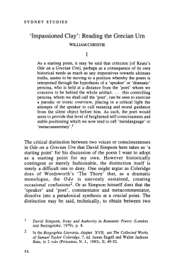 `Impassioned Clay`: Reading the Grecian Urn