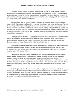 Tammy`s Story - ISP Review Checklist Example