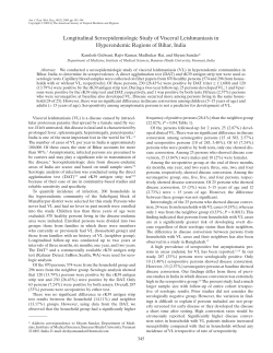 Longitudinal Seroepidemiologic Study of Visceral Leishmaniasis in