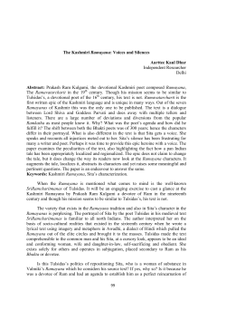 The Kashmiri Ramayana: Voices and Silences Aarttee Kaul Dhar
