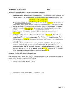 Section 7.5 &ndash; Average Rate of Change: Velocity and Marginals