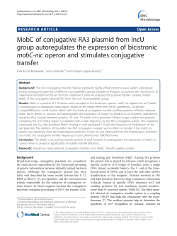 MobC of conjugative RA3 plasmid from IncU group autoregulates