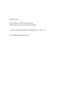 Editio princeps of an inscription from Salmakis aus: Zeitschrift f&uuml;r