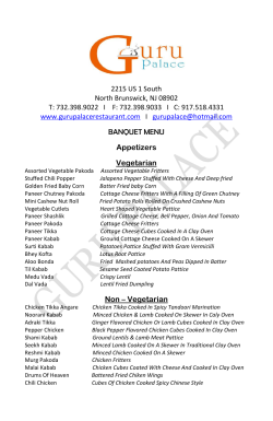 Guru Palace Banquet Menus - Best Western Regency House Hotel