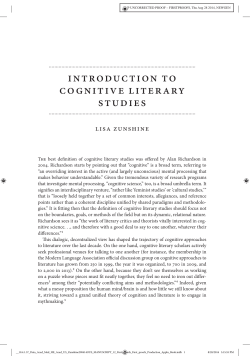 Introduction to Cognitive Literary Studies