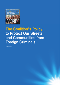 The Coalition`s Policy to Protect Our Streets and