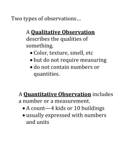 Two types of observations… A Qualitative Observation describes the