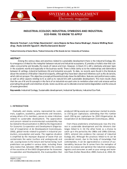industrial ecology, industrial symbiosis and industrial eco-park