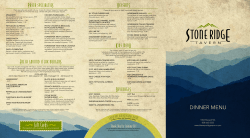 dinner menu - Stone Ridge Tavern