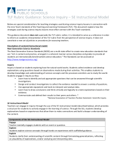 TLF Rubric Guidance: Science Inquiry &ndash; 5E Instructional Model