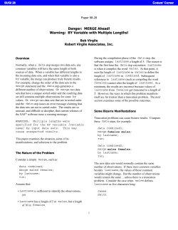SUGI 28: Danger: MERGE Ahead! Warning: BY Variable with