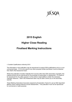 2015 English Higher Close Reading Finalised Marking