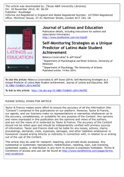 Self-Monitoring Strategies as a Unique Predictor of Latino Male