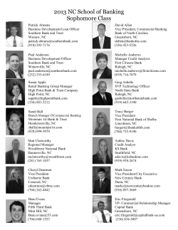 2013 NC School of Banking Sophomore Class
