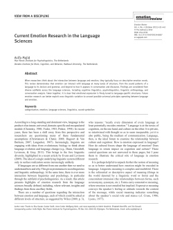 Current Emotion Research in the Language Sciences