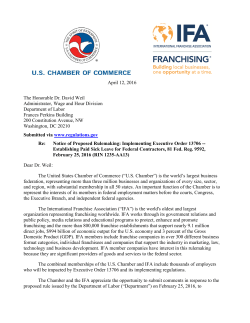 April 12, 2016 The Honorable Dr. David Weil Administrator, Wage