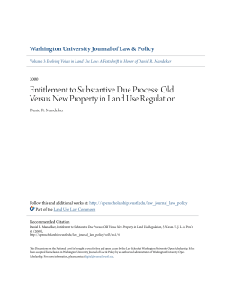 Entitlement to Substantive Due Process