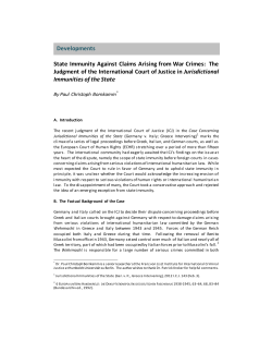 Developments State Immunity Against Claims Arising from War Crimes