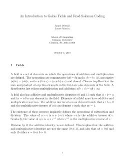 An Introduction to Galois Fields and Reed