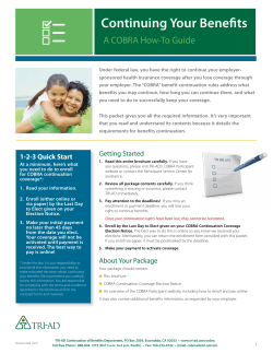 COBRA Brochure: Continuing Your Benefits - TRI-AD
