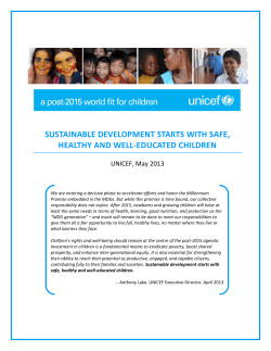 Sustainable Development Starts with Safe, Healthy and