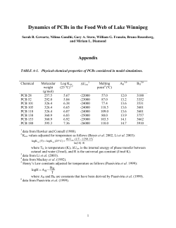 Dynamics of PCBs in the Food Web of Lake Winnipeg