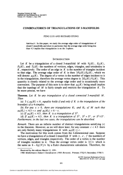 COMBINATORICS OF TRIANGULATIONS OF 3