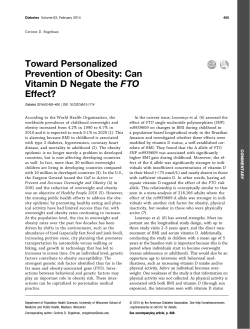 Toward Personalized Prevention of Obesity: Can Vitamin