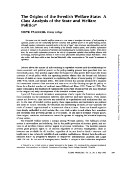 The Origins of the Swedish Welfare State: A Class
