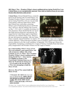 #832 Man o` War &not;&ndash; Woodrow Wilson`s closest confidant/advisor