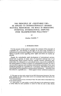 the principle of &laquo; equitable use &raquo; as applied to internationally shared