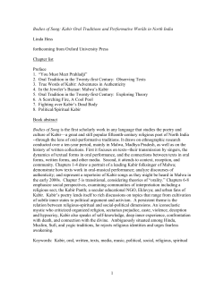 1 Bodies of Song: Kabir Oral Traditions and Performative Worlds in