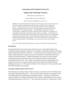 Assessment and Evaluation Process for Engineering Technology