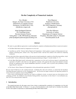 On the Complexity of Numerical Analysis