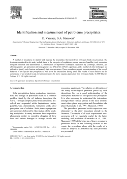 Identification and measurement of petroleum precipitates