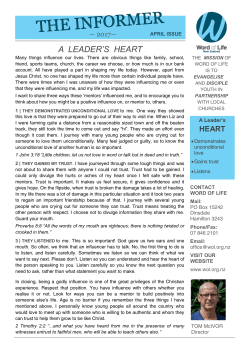 a leader`s heart - Word of Life New Zealand