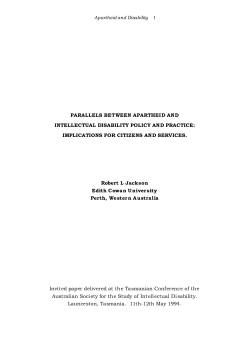 PARALLELS BETWEEN APARTHEID AND