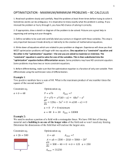 optimatization - maximum/minimum problems &ndash; bc