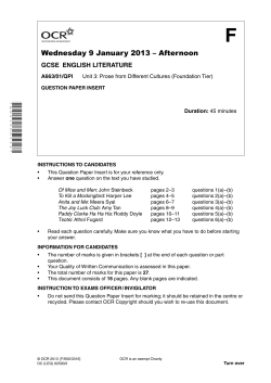 Unit A663/01 - Unit 03 - Prose from different cultures