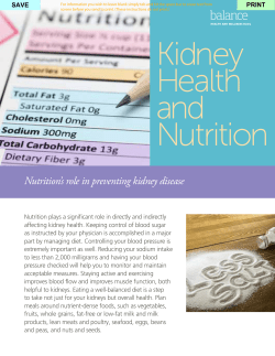 Nutrition`s role in preventing kidney disease