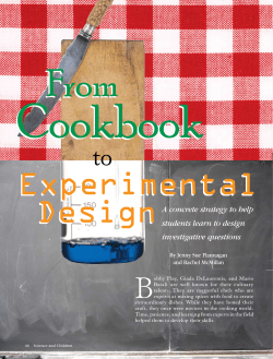 From Cookbook to Experimental Design
