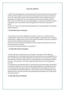 Anne Frank &ndash; Not Silent