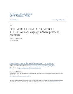 BELOVED OPHELIA OR "LOVE TOO THICK"