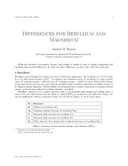 Differences for Beryllium and Magnesium