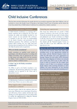 Child Inclusive Conferences - Federal Circuit Court of Australia