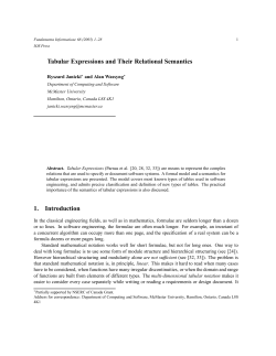 Tabular Expressions and Their Relational Semantics 1. Introduction